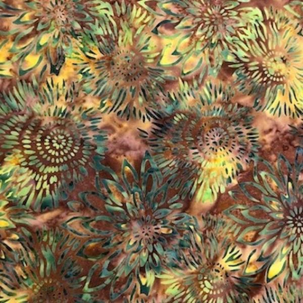 GREEN-BROWN - Campfire - Batikstoff aus Indonesien